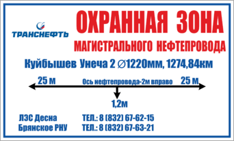 Знак Охранная зона магистрального нефтепровода, 50х30 см